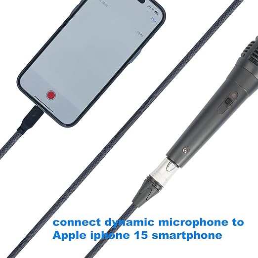 10ft USB C to XLR Female Mic Link Converter, 21db High Gain Female XLR to USB C Mic Cable for Dynamic Microphones, iPhone 15 Pro, iPad, Notebook, Tablet