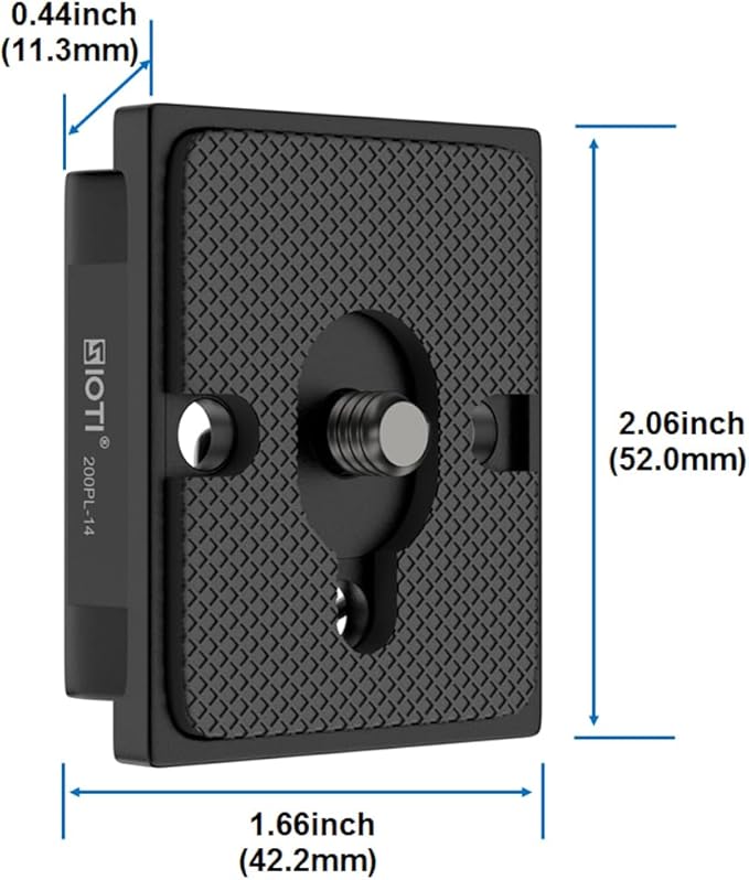 SIOTI 200PL-14 Quick Release Plate to RC/RC2/XPRO, 200PL-14 QR, Compatible for Manfr0tt0 Tripods Head with RC/RC2/XPRO Rapid Connect System
