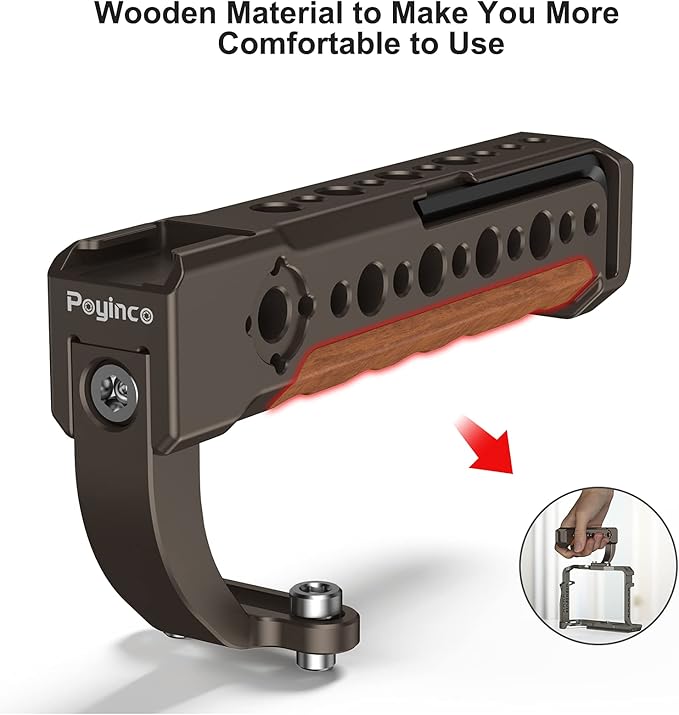 Poyinco Camera Top Handle Grip and Cage Stabilizer Rig with Cold Shoe Mount for DSLR Camera