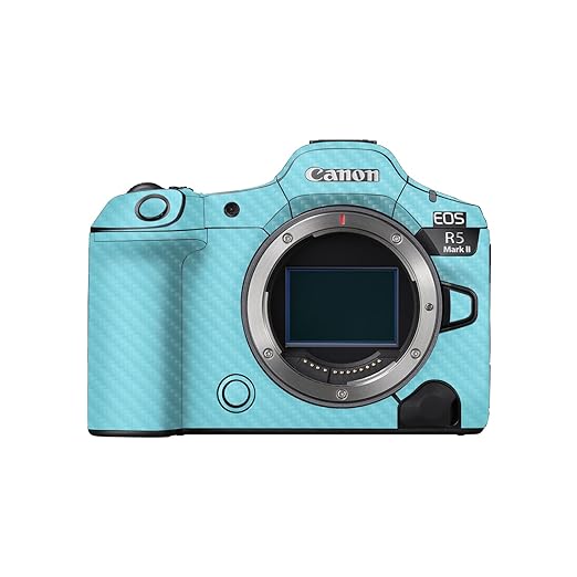 Carbon Fiber Camera Skin Compatible with Canon EOS R5 Mark II (2023) - Solid Baby Blue - Premium 3M Vinyl Protective Wrap Decal Cover - Easy to Apply | Crafted in The USA by MightySkins