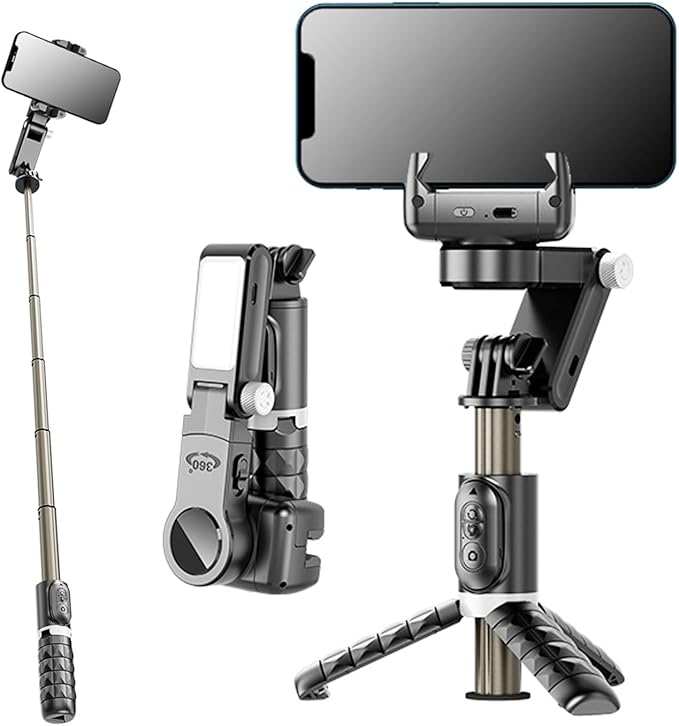Gimbal Stabilizer for Smartphones,3-Axis Stabilizer Tracking Selfie Stick with Tripod Suitable for 360 Degree Steering with Remote Control The Best Choice for Vlog and Live Broadcast