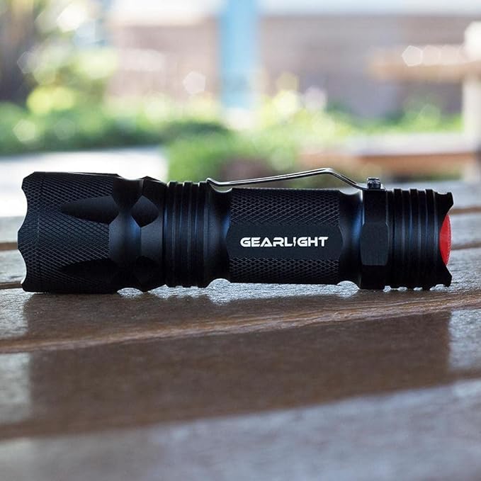 GearLight M3 Mini LED Flashlight - 2 Bright, Small Tactical Flashlights with High Lumens and Pocket Clip for Camping, Outdoor & Emergency Use ﻿ - Black