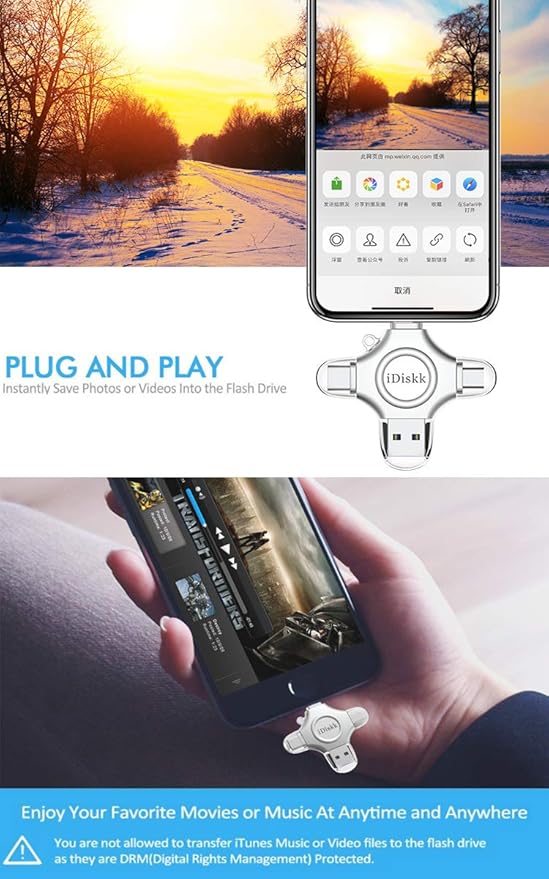 【1T B App*le Certified】 iDiskk 1T Photo Stick for iPhone,MFi Certified USB Flash Drive for iPhone 17 Series USB-C iPad Android Phones MacBook and PC, Memory Storage to auto- Backup Photos/Videos