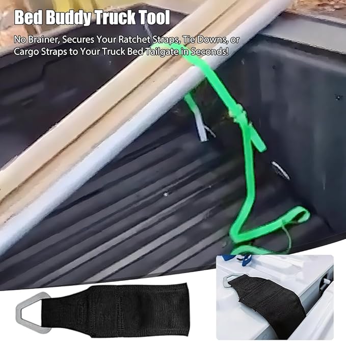 Bed Buddy Truck Tool Bed Anchor, Universal Ratchet Strap Secure Anchor, Non Scratch Cargo Tie Down for Pickup Truck Bed Tailgate Heavy Duty Hauling