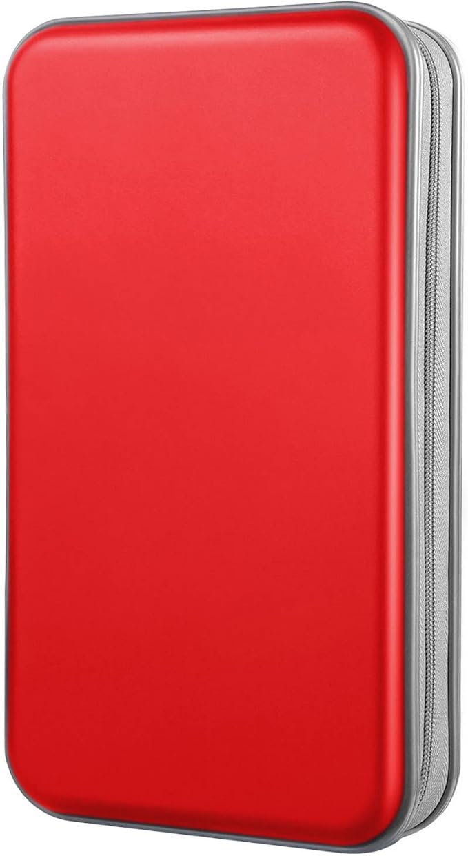 DVD Case, Bivisen CD Case Holder Wallet Binder 96 Capacity CD/DVD Cases Storage Holder Binder Organizer Wallet Book for Car Home Travel (Red)
