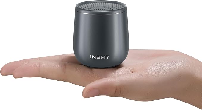INSMY Small Bluetooth Speaker, Waterproof Mini Portable Wireless Speaker, Punchy Bass Rich Audio Stereo Pairing, Handheld Pocket Size Built in Mic for Hiking Biking Gift Laptop Tablet (Gray)
