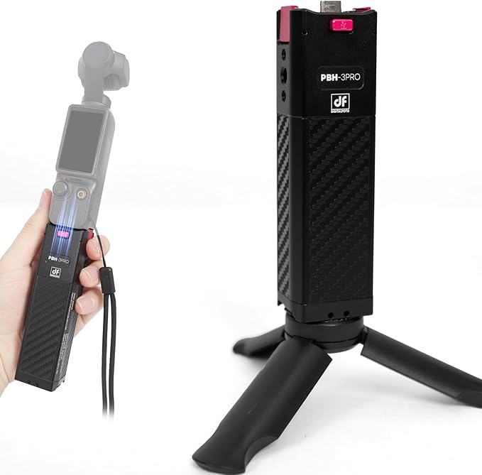 Metal Battery Charging Handle for DJI Osmo Pocket 3/Xtra Muse, Built-in 5000mAh Battery, 22.5W Fast Charging, with Mini Tripod Included