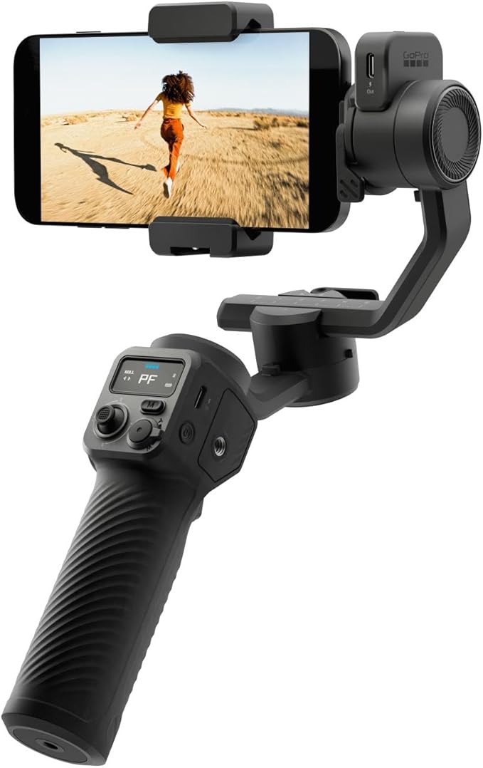 GoPro Fluid Pro AI 3-Axis Gimbal Stabilizer for GoPro Cameras and Smartphones, Subject Tracking, Lighting, Wireless Camera Control, Portable, Vlogging, 360° Rotation, Device Charging
