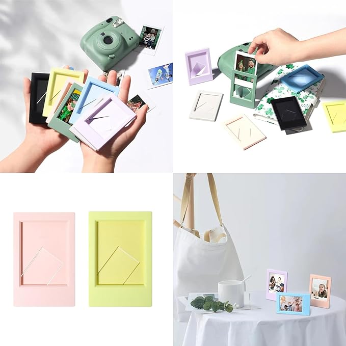 FOVIUPET 8 Colors Pack Picture Frame for Fujifilm Instant Film Cameras Instax Mini 12/11/9/8/7+/EVO Colorful Polaroid 2x3 Mini Pictures Frames for Desk Stand Up Picture Display