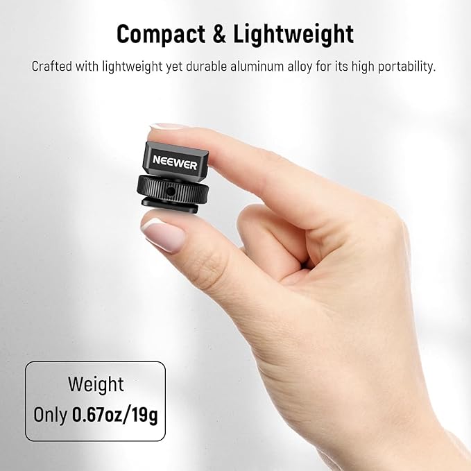 NEEWER 2PCS Cold Shoe Mount Adapter Compatible with DJI Hollyland Rode Wireless Lavalier Microphone Receiver, Anti Drop Mic Accessories with Retractable Pins, Metal Camera Cage Mount Adapter, UA030