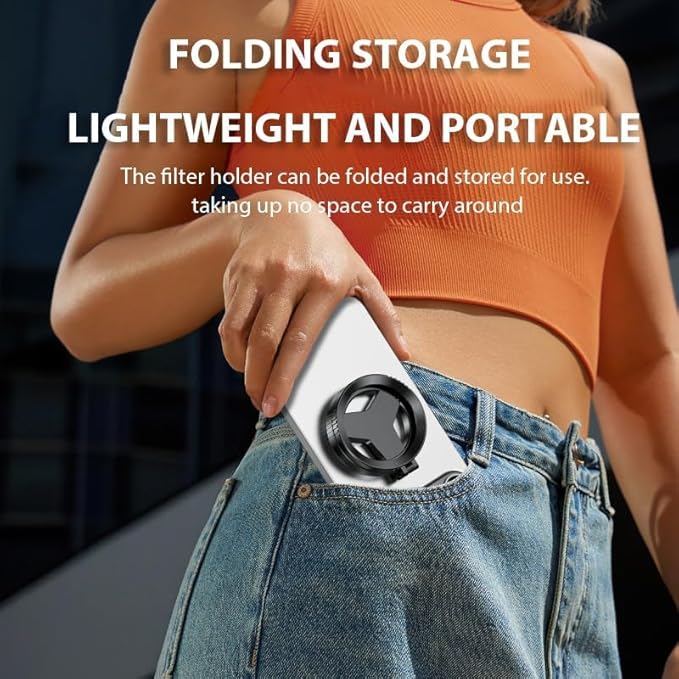 52 mm Magnetic CPL Filter, Circular Polarizing Lens with Anti-Glare Coating for Smartphone Photography, Compatible with iPhone and Android Devices, Includes a Magnetic Adapter Ring and Clip Mount