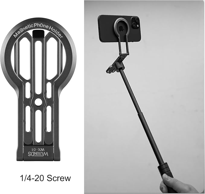 Magnetic Phone Tripod Stand, Aluminium Alloy Strong Magnet Quick Mount Foldable Mini Tripod for iPhone 17/16/15/14/13/12 Series & Android, Ultra-Light Portable Pocket Cell Phone Stand