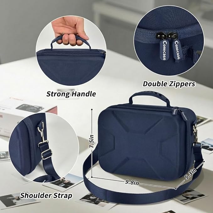 Comecase Hard Camera Case for Canon EOS Rebel T7 R50 R100 R10 R5 R6 R8 Mark II, DSLR Mirrorless Camera Bag with 6 Slots &Adjustable Divider for Lens and Accessories, Travel Storage, Dark Blue