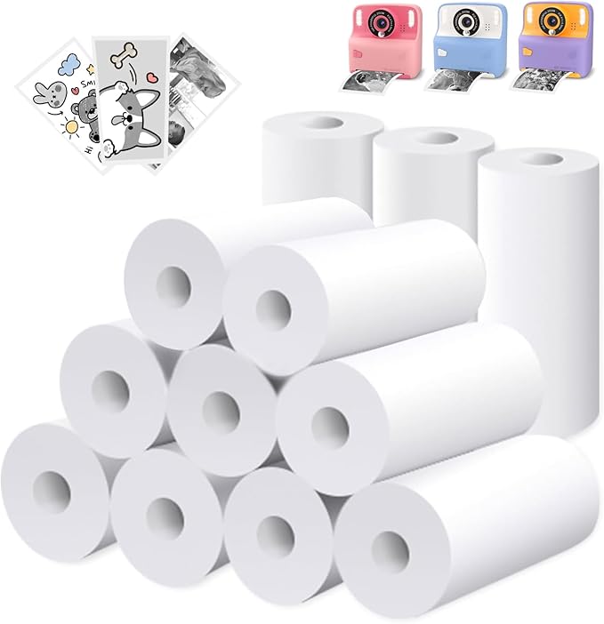 Printing Paper for Kids Instant Print Camera Refill 12 Rolls Print Thermal Paper Set (12 Rolls)