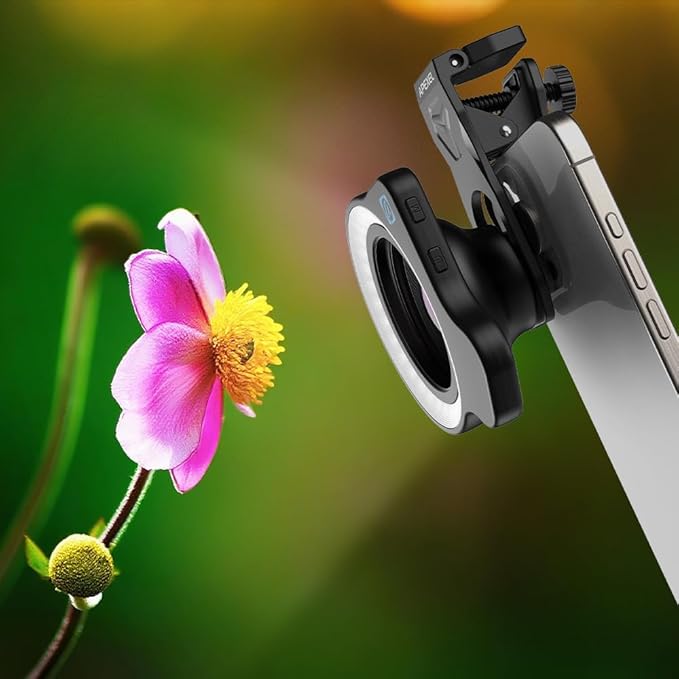 APEXEL 100Ultra Macro Lens + Fill Light- Enhanced Version Smartphone Lens for iPhone| Professional Macro Photography of Flowers, Iinsects, Jewelry, Food Details and Other Small Objects