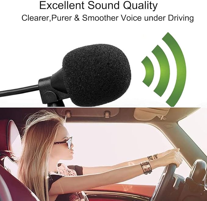 3.5mm Car Microphone, Mic for Car Vehicle Head Unit GPS DVD Enabled Stereo Audio Radio Assembly Mic with 3m Cable, Plug and Play