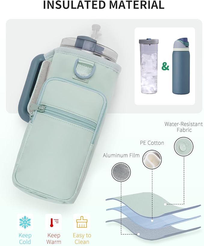 sportsnew Magnetic Gym Bag for Women Men, Water Bottle Carrier Holder with Strap & Phone Pockets for 40oz Tumbler with Handle, 4 Built-in Magnets Small Gym Bag for Sports, Workout, Fitness, Walking