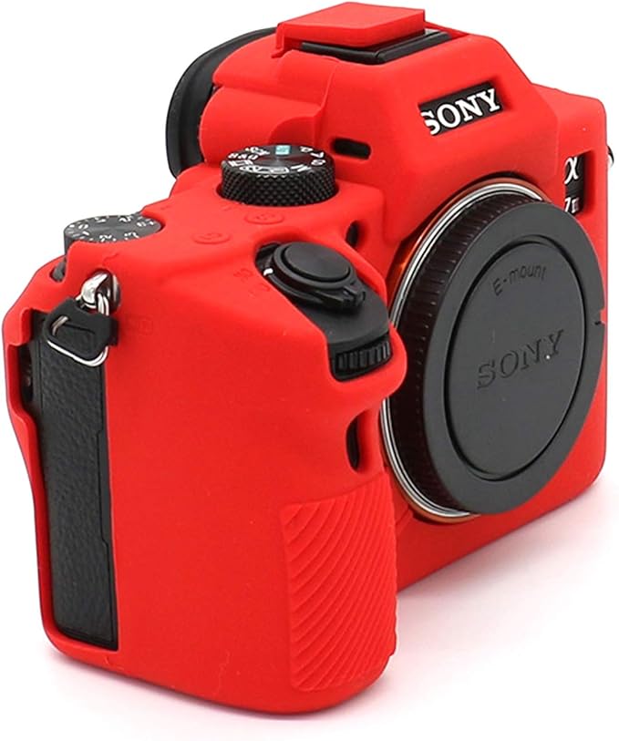 Professional Secure Soft Silicone Camera Case Bag Housing Rubber Body Skin for Sony Alpha A7iii a73 A7R3 A7Riii a7R Mark III a7 Mark III Digital SLR Camera Protective Case (Red)