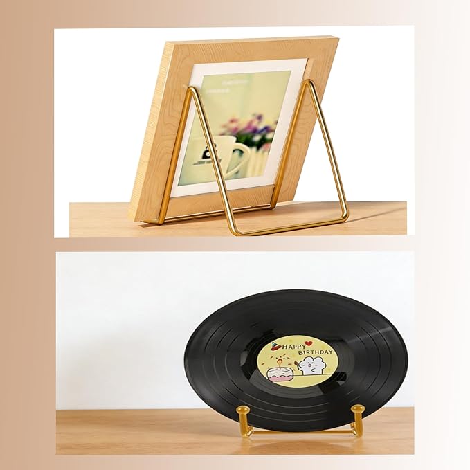 LXFNDZW 4 Pack Gold Mini Display Easels, Frame Holder Stands Versatile Welcome Sign & Photo Stand for Tabletop Decor, Plates, and Artistic Work