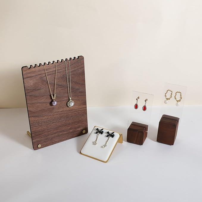 GemeShou Velvet earring display stands for selling, White earring holder, Gold Jewelry studs organizer【White】