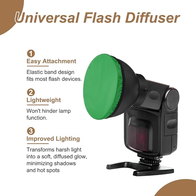 PATIKIL 6.3" x 6.3" Soft Mini Flash Diffuser Cap, 2 Pack Universal Elastic Flash Diffuser Cover for DSLR Camera Flashlight, Green