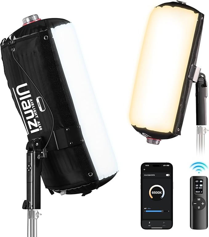 Ulanzi AL60 Inflatable Tube Light - LED Video Light Photography with Remote, 2700K-6500K CRI≥96 10 Effects Portable Photography Camera Soft Light for Game/Live Stream/YouTube(Not Adapter & Power Bank)