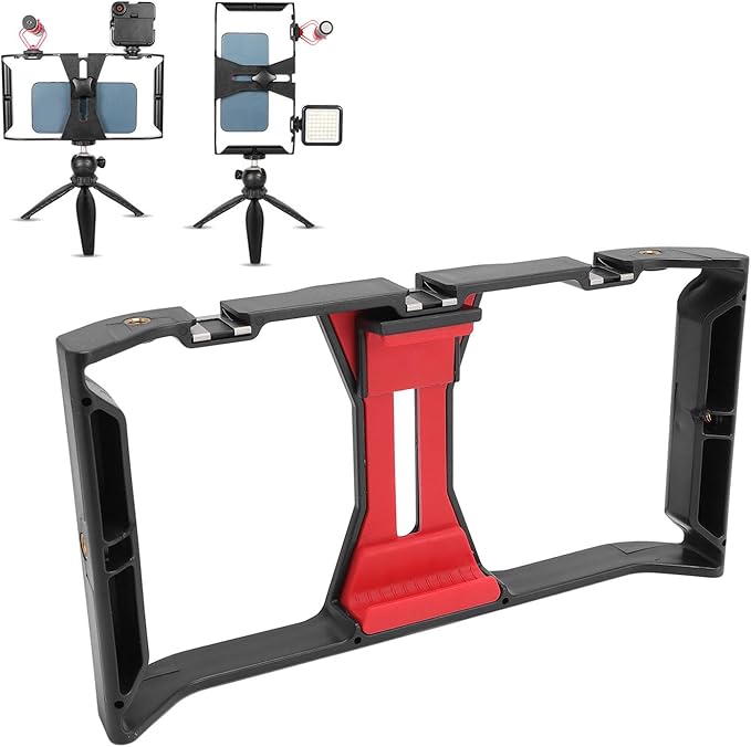 Smartphone Video Cage Rig, 100mm Expandable Handheld Filmmaking Vlogging Case Stabilizer, with 1/4 Inch Screw Hole, for Live Broadcast Filmmaking Video Recording