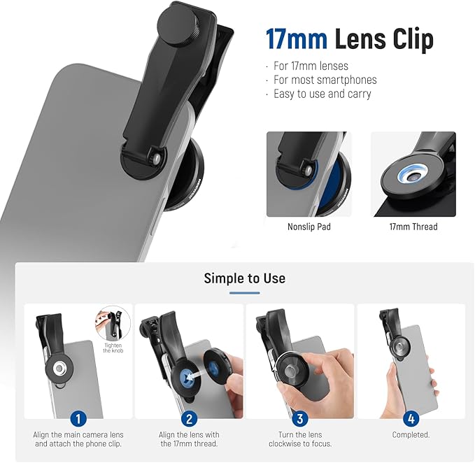 NEEWER 37mm Spiral Halo Prism Filter with Phone Clip, K9 Crystal Glass Effect Filter, Phone Camera Lens Accessories for 17mm Threaded Backplate Cage Case Compatible with iPhone Samsung Android, FL-100