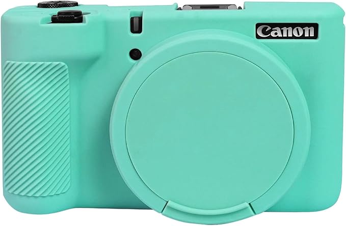 EASY HOOD V1 Case, Silicone Camera Cover with Removable Lens Cover, Soft Protector Lightweight Carrying Body Skin for Canon PowerShot V1 Digital Camera - Tiffany Blue