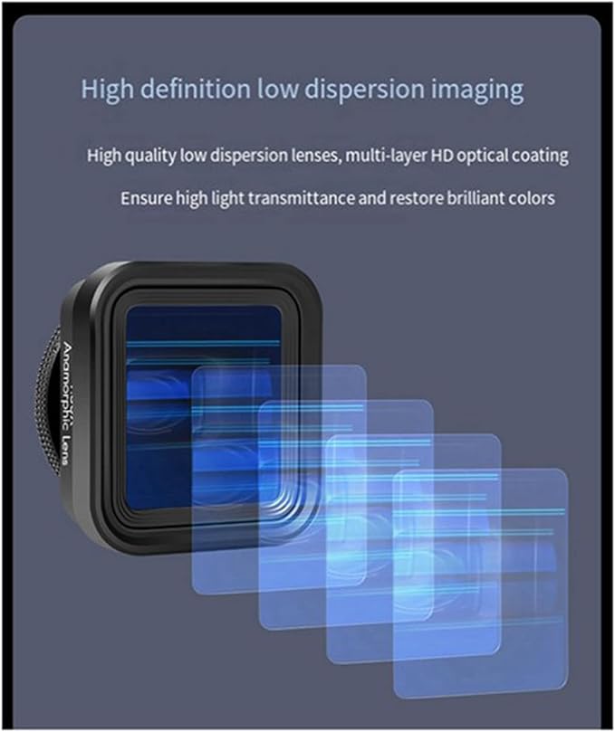 1.55X Mobile Movie Lens Mobile Phone Widescreen Anamorphic Lens Black ABS+Glass Mobile Phone Lens