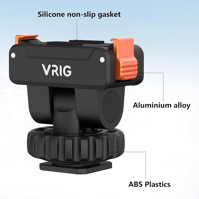 VRIG Cold Shoe Adapter Mount with Magnetic Quick Holder for DJI Osmo Action 5Pro, 180 Tilt Adjustable,Tripod Mount for Osmo 360,Cold Shoe Camera Adapter with 1/4" Screw Hole for Action 4/3