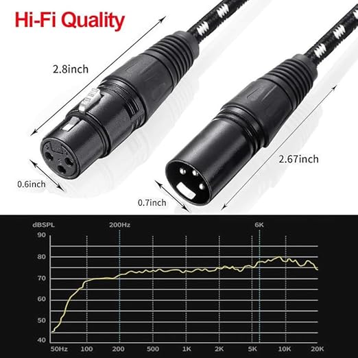 6 Pack XLR Cables 25ft Mic Braided Balanced Shielded XLR Microphone Cable Male to Female 3-Pin Colorful Connector for Microphones Recording, Audio Mixer, Amplifier，Speaker,Camcorder