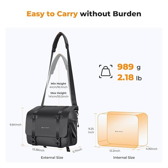 K&F CONCEPT Camera Sling Bag, Waterproof Crossbody Shoulder DSLR/SLR/Mirrorless Camera Bags with Tripod Holder for Photographers