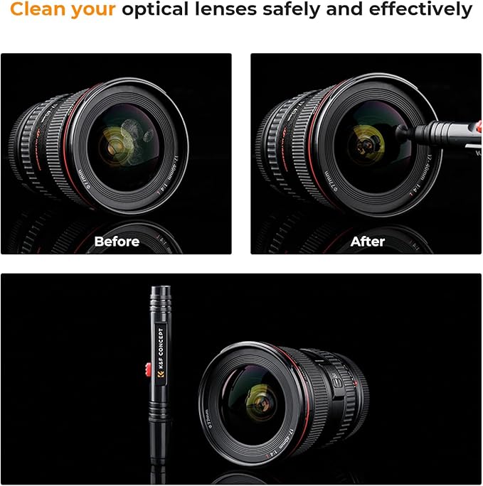 K&F CONCEPT Professional Lens Cleaning Pen*3 with Soft Brush, Carbon Head Lens Cleaning Pen Compatible with Canon, Nikon, Pentax, Sony Digital Camera Cleaning,AR VR Glasses Cleaning