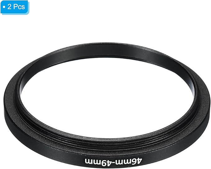 PATIKIL 46mm-49mm Metal Step Up Ring, 2 Pack Camera Lens Filter Adapter Ring Aluminum Filter Adapter Ring for Camera Lenses Hood, Black