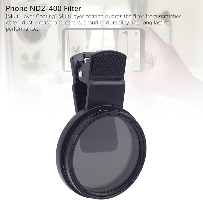 ND2 400 Filter, 52mm Multi Coated Neutral Density Filter, Clip on Phone Lens ND Filter for 15 14 13 Smartphones