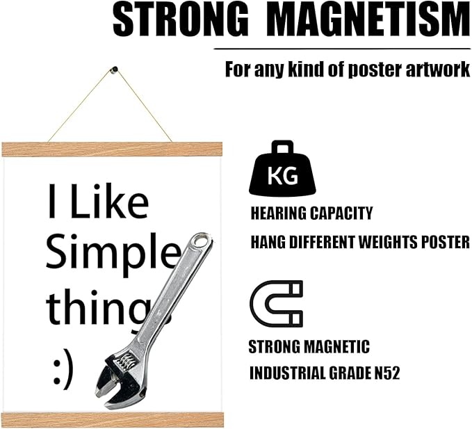 YK Artwood 3 Pack Magnetic Poster Hanger Frame,16x20 16x24 16x16 Poster Frame Wood Magnet Frames Hangers for Photos, Pictures, Prints, Maps, Scrolls and Canvas Artwork , 16", Pine Color)