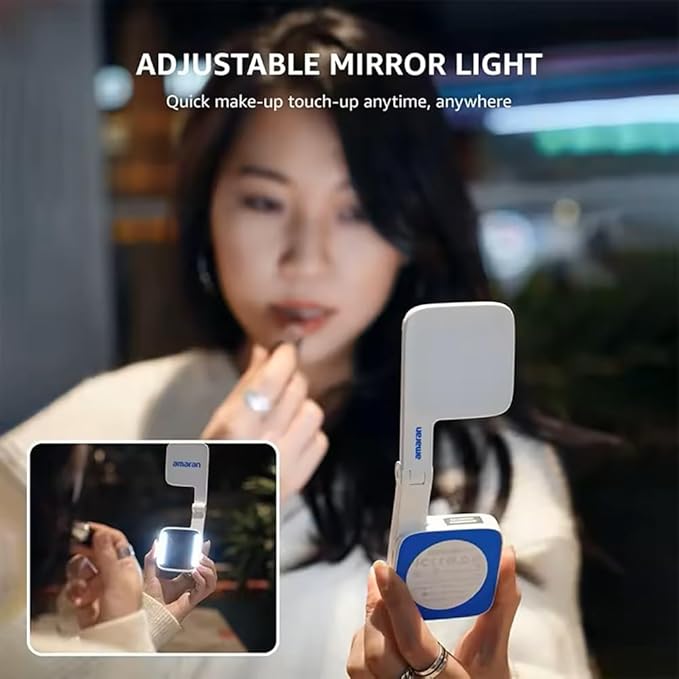 Magnetic Selfie Phone Light,Amaran Go Dual LED Light Source with Adjustable Mirror Light CCT 2700K-6500K,Rechargeable for Selfie,Makeup,Video Conference,TikTok,for iPhone & Android (Green)