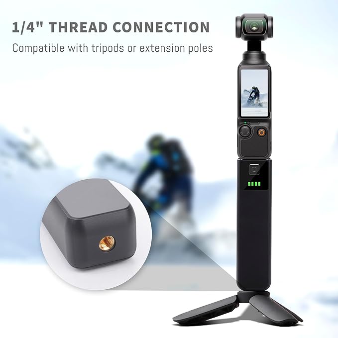 Pocket 3 Battery Handle Compatible for DJI Osmo Pocket 3 Camera, 5000mAh Portable Power Replacement, Built in 22.5Wh Extra Battery Fast Charge and Reserved 1/4”Thread Hole (1pcs)