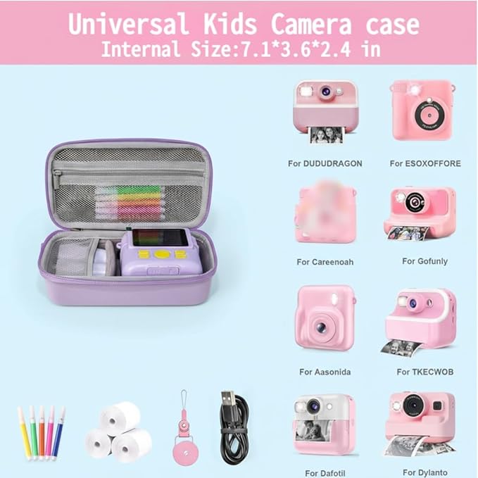 CltrCr Universal Kids Camera Case,for ESOXOFFORE for Dylanto for Anchioo for WEEFUN for GKTZ for Amzelas for Mafiti Instant Print Camera for Kids, Film Camera Storage Holder Organizer Bag (Case Only)