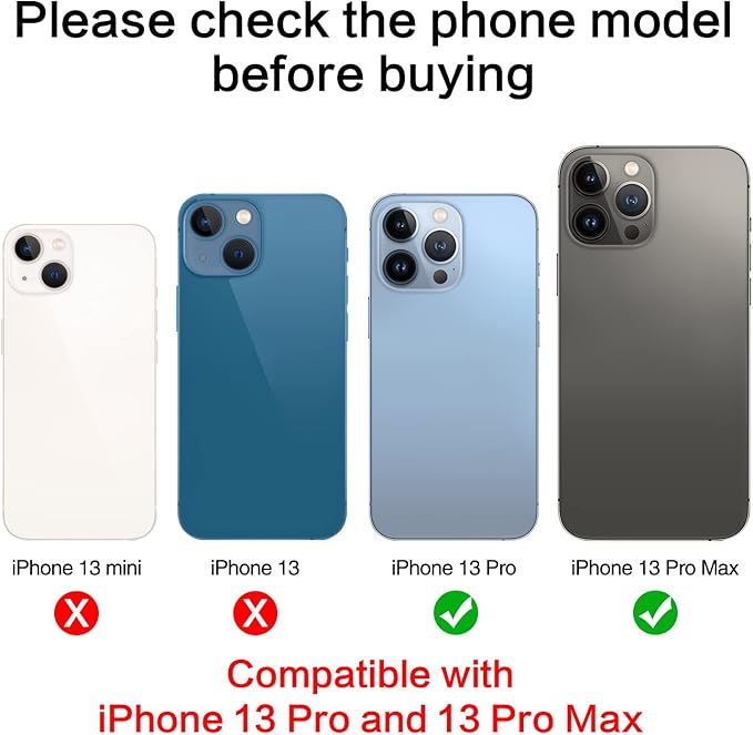 2PCS ASDAWN Back Rear Camera Lens Glass Replacement for iPhone 13 Pro Max and 13 Pro Camera Glass Lens Replacement with Pre-Installed Adhesive + Repair Tool Kit + Installation Manual