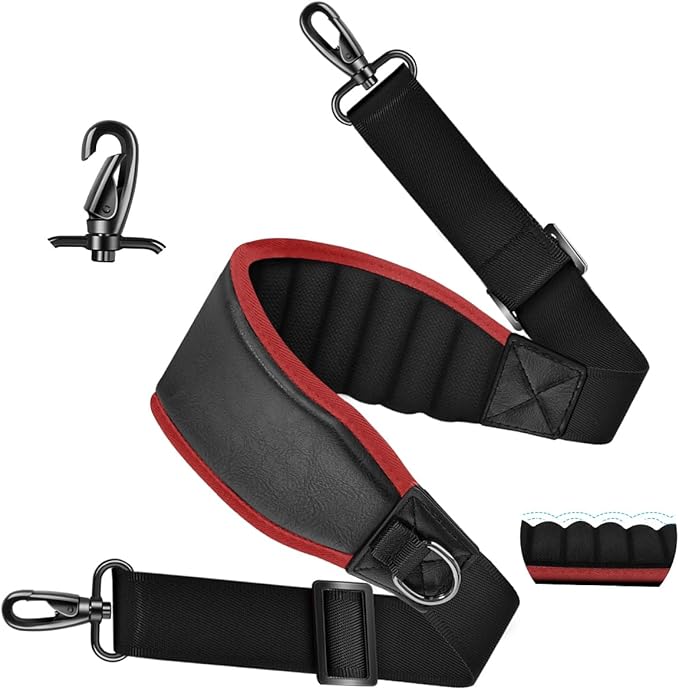 ZINZ Fixed Pad Bag Strap 60 inch Belt with Cushion Breathable Pad,Durable Strap with Double Adjustable Buckle and Metal Hooks