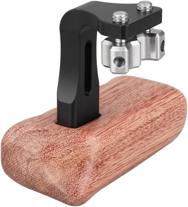 CAMVATE Wooden Handle Grip with 1/4"-20 Thumbscrew Knob for DSLR Camera Cage Rig (Left Hand) - 2218