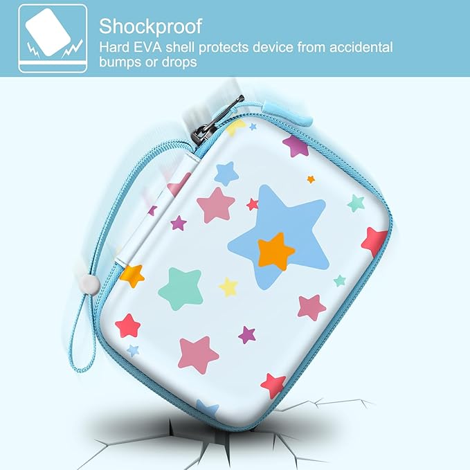 FINTIE Kids Camera Case Compatible with Goopow/Seckton/Dylanto/Mgaolo/Masterbee/CIMELR/Desuccus Kids Digital Camera Toys, Children Carrying Bag, Birthday Festival Gift, Colorful Stars