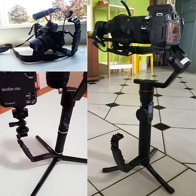 L-Shape Flash Bracket with Dual Flash Cold Shoe Mount  Tripod Screw Versatile for Camcorder Microphone DSLR Canon/Nikon/Sony/Yongnuo/Flash Stand