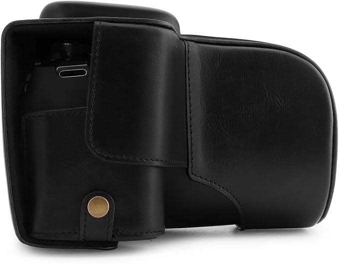 MegaGear MG1607 Ever Ready Leather Camera Case compatible with Canon EOS Rebel T7 (18-55mm), 2000D (18-55mm) - Black
