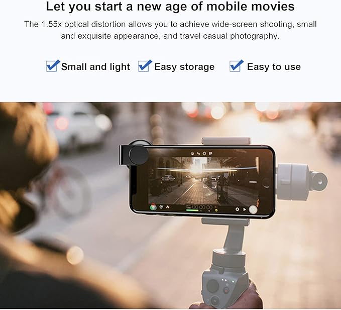 Mobile Anamorphic Lens,1.55X Widescreen Deformation Filmmaking Lens,Mobile Phone Widescreen Movie Lens,for Smartphones and for iOS Pads