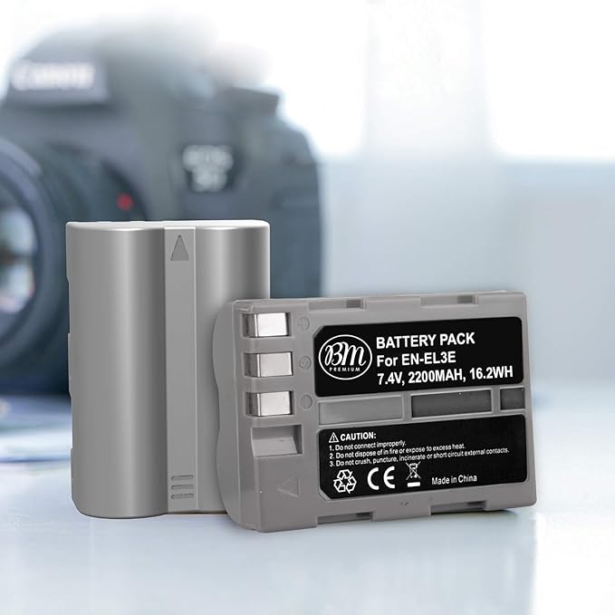 BM Premium 2 Pack of EN-EL3e Batteries and Battery Charger for Nikon D50, D70, D70s, D80, D90, D100, D200, D300, D300S, D700, MH-18, MH-18a, MH-19, MB-D200, MB-D10 Cameras