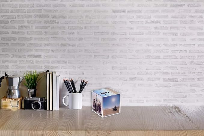 Malden International Designs Acrylic Photo Cube, Holds (6) 4” x 4” square photos, Clear