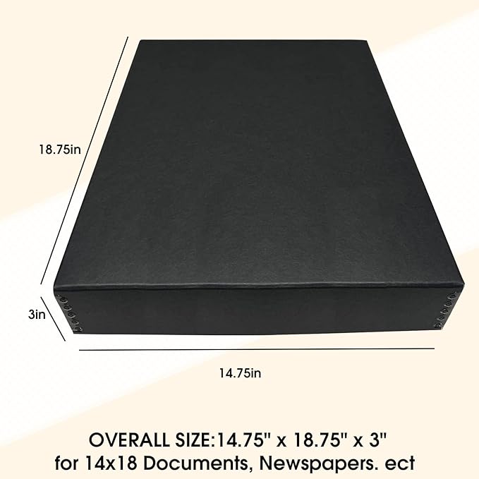 Golden State Art, Acid-Free Archival 14x18 Inches Metal Edge Drop Front Museum Photo Storage Box, Preserve Documents, Prints, Pictures, Photographs, Arts And Crafts, Black